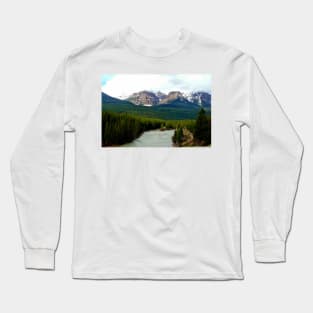 Canadian Rocky Mountains Bow River Banff Alberta Canada Long Sleeve T-Shirt